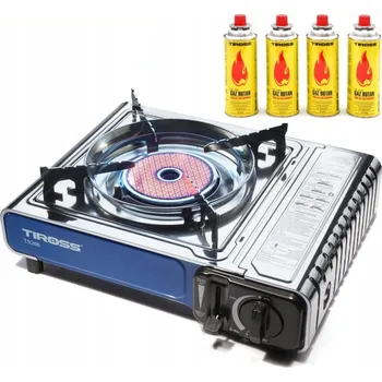 Turistický vařič Turistický plynový vařič keramický jednoplotýnkový 1.65kW + 4 x kartuše