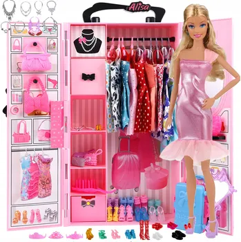 Panenka Szafa dla lalek růžová, plastová, s panenkou a doplňky