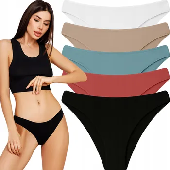 Kalhotky Dámské kalhotky Bavlněné pohodlné HLADKÉ barevné 5-BALENÍ KALHOTKY Dámské XL