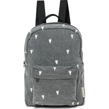 Přebalovací taška STUDIO NOOS - Denim Midi BACKPACK - batôžtek s predným vreckom | Grey Hearts