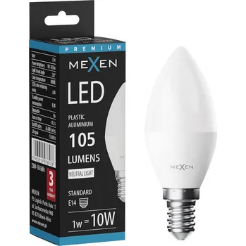 Žárovka Mexen Nova LED žárovka E14, C37, 1W, Neutrální - 4000K, 105 lm - L102-E14-0140-01 Żarówki LED