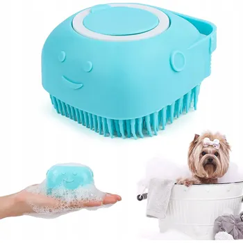 Kosmetika pro psa SILIKONOVÝ KARTÁČ PRO PSY S DÁVKOVAČEM NA ŠAMPON