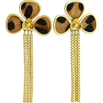 Náušnice Náušnice z ušlechtilé oceli pozlacené 14k zlatem, visací panterka