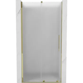 Mexen Velar, posuvné sprchové dveře do otvoru 120 cm, 8mm sklo námraza, zlatá lesklá, 871-120-000-31-50