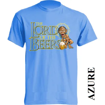 Pánské tričko levne-bavlnene-tricko-potisk-pivo-Glum-pan-prstenu Barva: Azure - azurově modrá, velikost: L