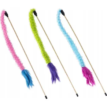 Hračka pro kočku Hračka pro kočky, rybářský prut, zelená, modrá růžová, 48 cm, Kerbl