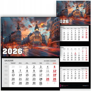 Obraz TRÍDÍLNÝ KALENDÁŘ 2026 NA ZEĎ | DÁREK DO KANCELÁŘE, MÓDNÍ A DEKORATIVNÍ STYL