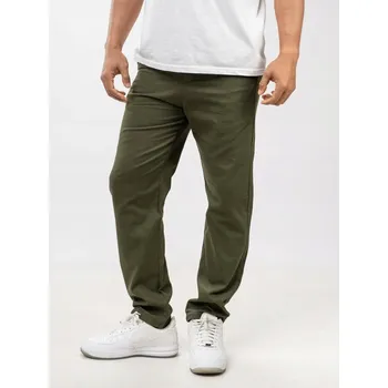Pánské kalhoty PÁNSKÉ CHINO KALHOTY LÁTKOVÉ BAVLNĚNÉ Olivové s VÝŠIVKAMI Jigga Wear XL