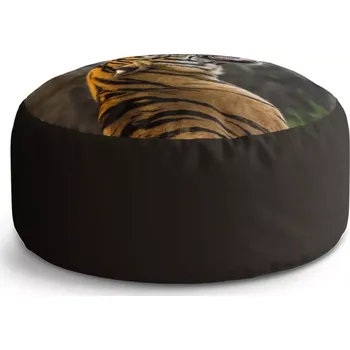 Taburet Sablio Taburet Circle Řvoucí tygr: 38x48 cm