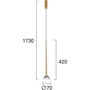 Viokef Závěsné světlo LED Rina, zlatá/čirá, Ø 7 cm, kov/akryl zlato, čiré 1 x 8 W LED - Doprava zdarma