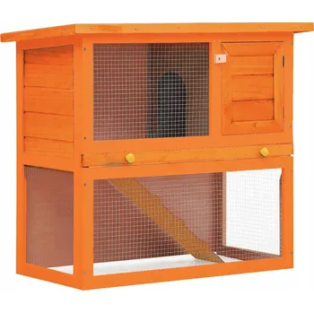 Obraz Dřevěná klec pro králíky se zelenou střechou 90x45x80 cm