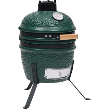 Zahradní gril OMAXI Zahradní gril a udírna 2 v 1 Kamado keramický 56 cm zelený 290361