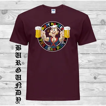 levne-bavlnene-tricko-potisk-Pepek-namornik-pivo Barva: Burgundy - vínová, velikost: 4XL
