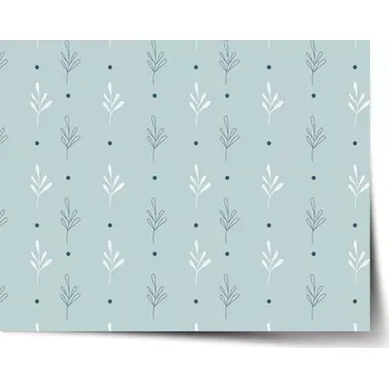 Plakát Sablio Plakát Modré a bílé lístky - 60x40 cm