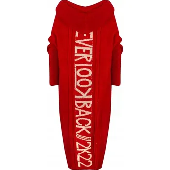 Dámský svetr Hřejivý dámský svetr Kardigan Dlouhý s vlnou Nápis NEVER LOOK BACK M