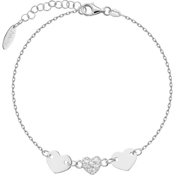 Náramek Stříbrný náramek se zirkony - srdce - AP544-4990