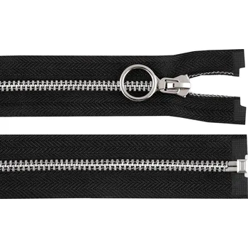 Zip Kovový zip No 5 délka 60 cm s ozdobným jezdcem, barva černá stříbrná