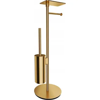 STOJAN NA TOALETNÍ PAPÍR A WC ŠTĚTKU S POLIČKOU ZLATÝ BROUŠENÝ OMNIRES