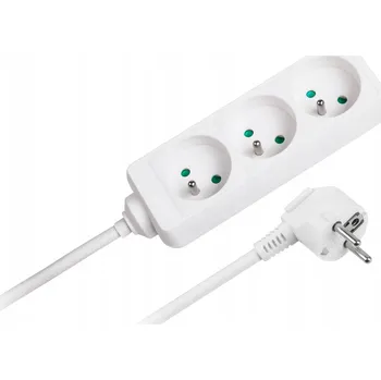 Napájecí kabel URZ3196-1,5 Prodlužovací kabel bílý KEMOT, 3 zásuvky, 1,5 m