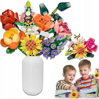 ostatní stavebnice STAVEBNICE KVĚTINY KYTICE LUČNÍCH KVĚTŮ VE VÁZE SADA 779DÍLŮ