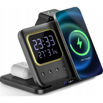 SÍŤOVÁ NABÍJEČKA 5v1 INDUKČNÍ BEZDRÁTOVÁ RYCHLONABÍJECÍ STANICE 15W USB-C QI