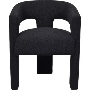 Křeslo Designové čalouněné jídelní křeslo Leith bouclé černé