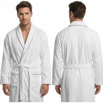 Pánský župan Pánský župan silný 100% Bavlna FROTÉ Lemování VELLUTO Hotel SPA Bílý S