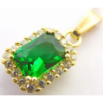 Přívěsek Klenoty Budín Dámský zlatý přívěsek se zirkony a velkým zeleným smaragdem 585/1,21gr HK3263 (Klenoty Budín Dámský zlatý přívěsek se zirkony a velkým zeleným smaragdem 585/1,21gr HK3263)