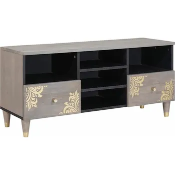 Televizní stolek vidaXL Televizní skříň Šedá 100 x 33 x 46 cm Masivní mangové dřevo [4018790]