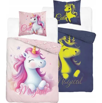 Povlečení POVLEČENÍ SVÍTÍCÍ JEDNOROŽEC RŮŽOVÉ 160x200cm FLUO UNICORN MAGICAL