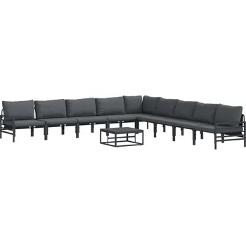 Zahradní sestava Sada zahradních pohovek s polštářem 10 pcs Černá Ocel