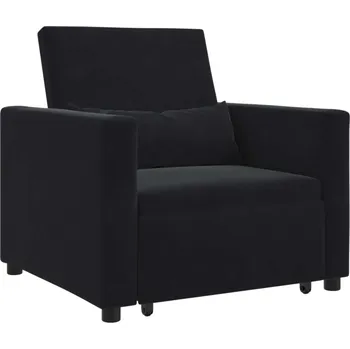 Pohovka Rozkládací pohovka - jednolůžková Černá 90 x 165 x 87 cm samet