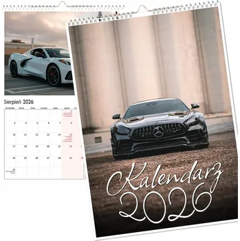 Kalendář Nástěnný kalendář 2026, vícepanelový, velký NOTES, sportovní AUTA, auta, formát A3