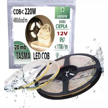 LED páska LED COB pásek 12V 11W/m IP67 NEON teplá bílá, voděodolný, 20 metrů