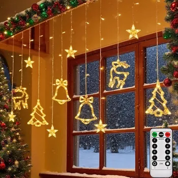 Vánoce SVĚTELNÝ ZÁVĚS LED VÁNOČNÍ OSVĚTLENÍ NA STROMEČEK GIRLANDA ZVONKY SOB BÍLÁ TEPLÁ