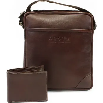 Peněženka Sada hnědého pánského crossbagu a peněženky Mazza