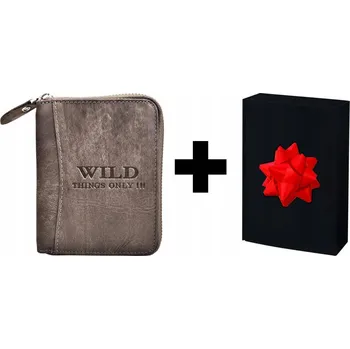 Šedá KOŽENÁ Pánská Peněženka na ZIP Vertikální Mladistvá WILD !