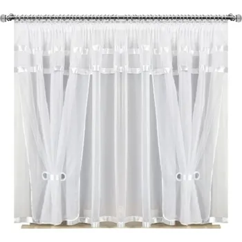 Záclona BytoTex Voálová kusová záclona se závěsem Alena bílá 400x150 cm