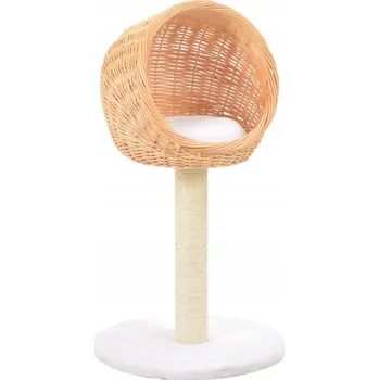 Škrabadlo pro kočky s proutěným košíkem a polštářem, přírodní, 73x40 cm