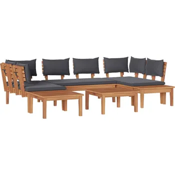 Zahradní sestava Sada zahradních pohovek 4 pcs Hnědá a šedá