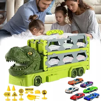 autíčko NÁKLADNÍ AUTO AUTOPŘEPRAVNÍK DINOSAURUS AUTÍČKA 6 AUTÍČEK SADA S 1.7M DRÁHOU