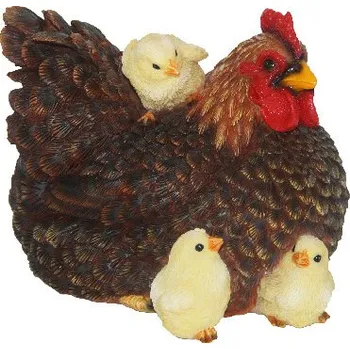 Zahradní dekorace Zvířátka a postavy OUTDOORTRUE TO NATURE Slepice s kuřaty,15cm,hnědá/bílá/černá|výběr z variant|Esschert Design - hnědá