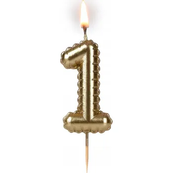 Dortová svíčka Narozeninová svíčka na tyčce '' Zlatá - 1 '' / 1 kus