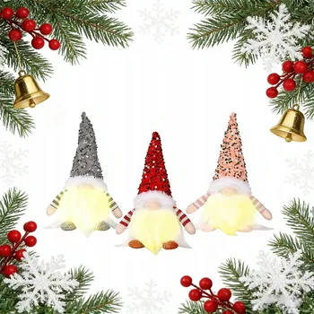 Vánoční dekorace VÁNOČNÍ SKŘÍTEK TRPASLÍK Mikuláš GNÓM VÁNOČNÍ OZDOBA SVÍTÍCÍ LED 3 KUSY