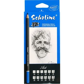 Grafitová tužka Sada tužek, kompletní sada technických tužek, tužky na plastiku Titanum, tužka na skicování, tužky pro děti 5H, 12B, B, H, HB, 12 ks.