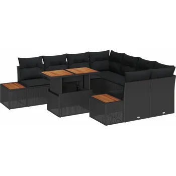 Zahradní sestava vidaXL Zahradní jídelní souprava s polštářem 9 pcs Černá a hnědá [3350055]