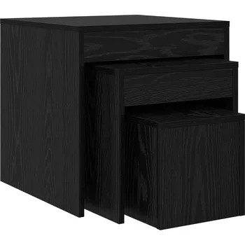 Konferenční stolek vidaXL Konferenční stolek 3 pcs Černý dub kompozitní dřevo [875034]