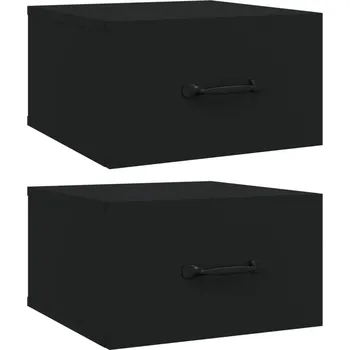 Noční stolek Černé závěsné noční stolky 35 x 35 x 20 cm, 2 ks