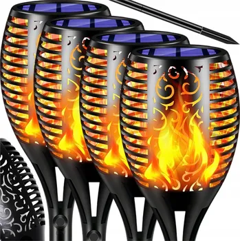 Venkovní osvětlení Solární lampa zapichovací černá 8 ks s efektem živého ohně LED