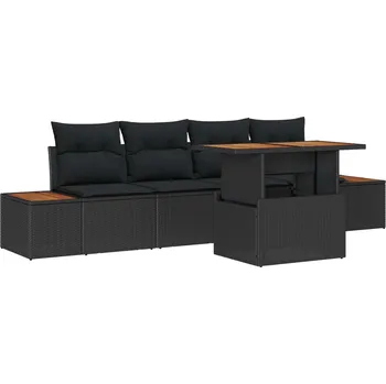 Zahradní sestava vidaXL Zahradní jídelní souprava s polštářem 5 pcs Černá a hnědá [3350020]